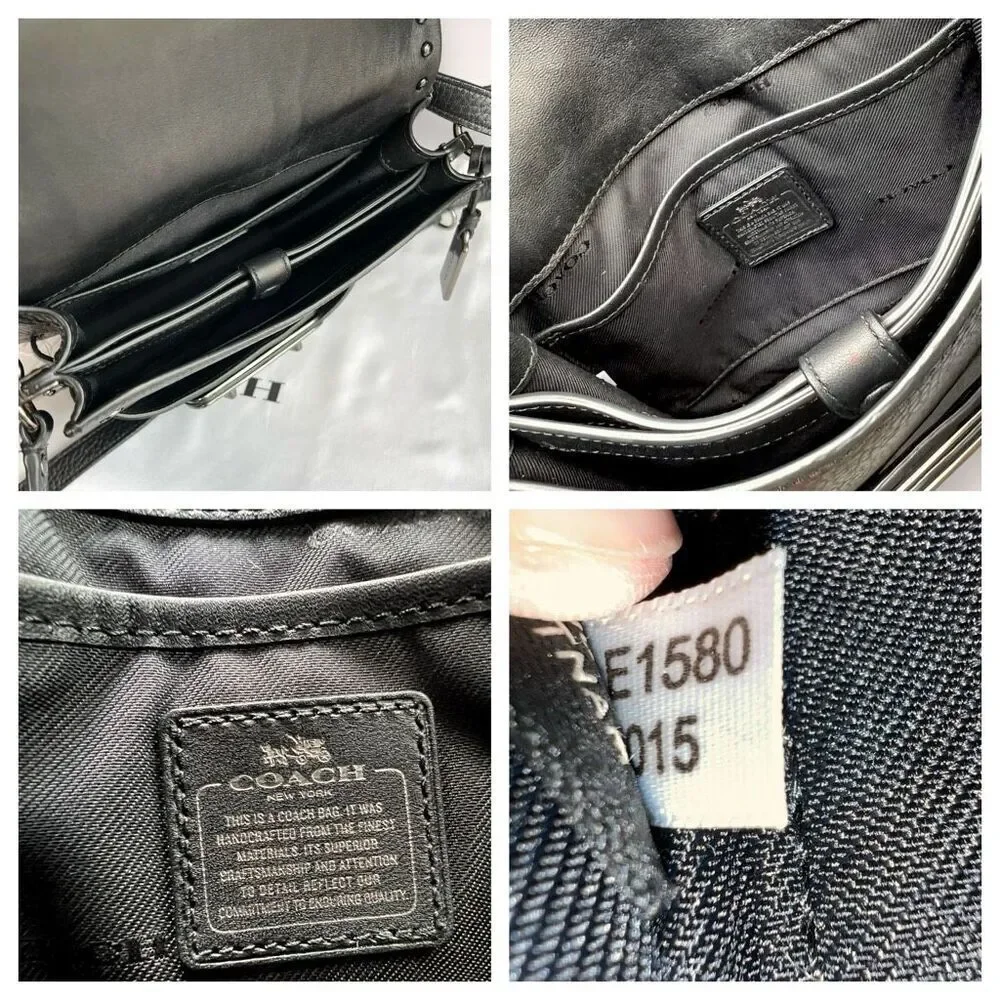 🖤🩶Coach Swagger Saddle / Shoulder Bag Black w/ Rivets & Gunmetal Hardware $400 - Picture 14 of 17